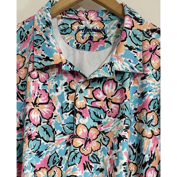 Chubbies Polo Mens XXL Shirt Watercolor Flower Stretch Floral Golf Polo Preppy - Picture 2 of 2